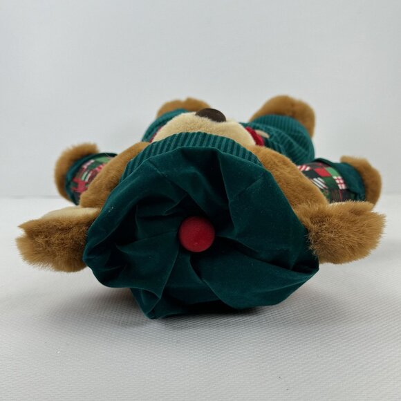 Vintage 1994 Kmart Teddy Bear Lane Christmas Bear Holiday Overalls Hat Bow 18" - Picture 8 of 13